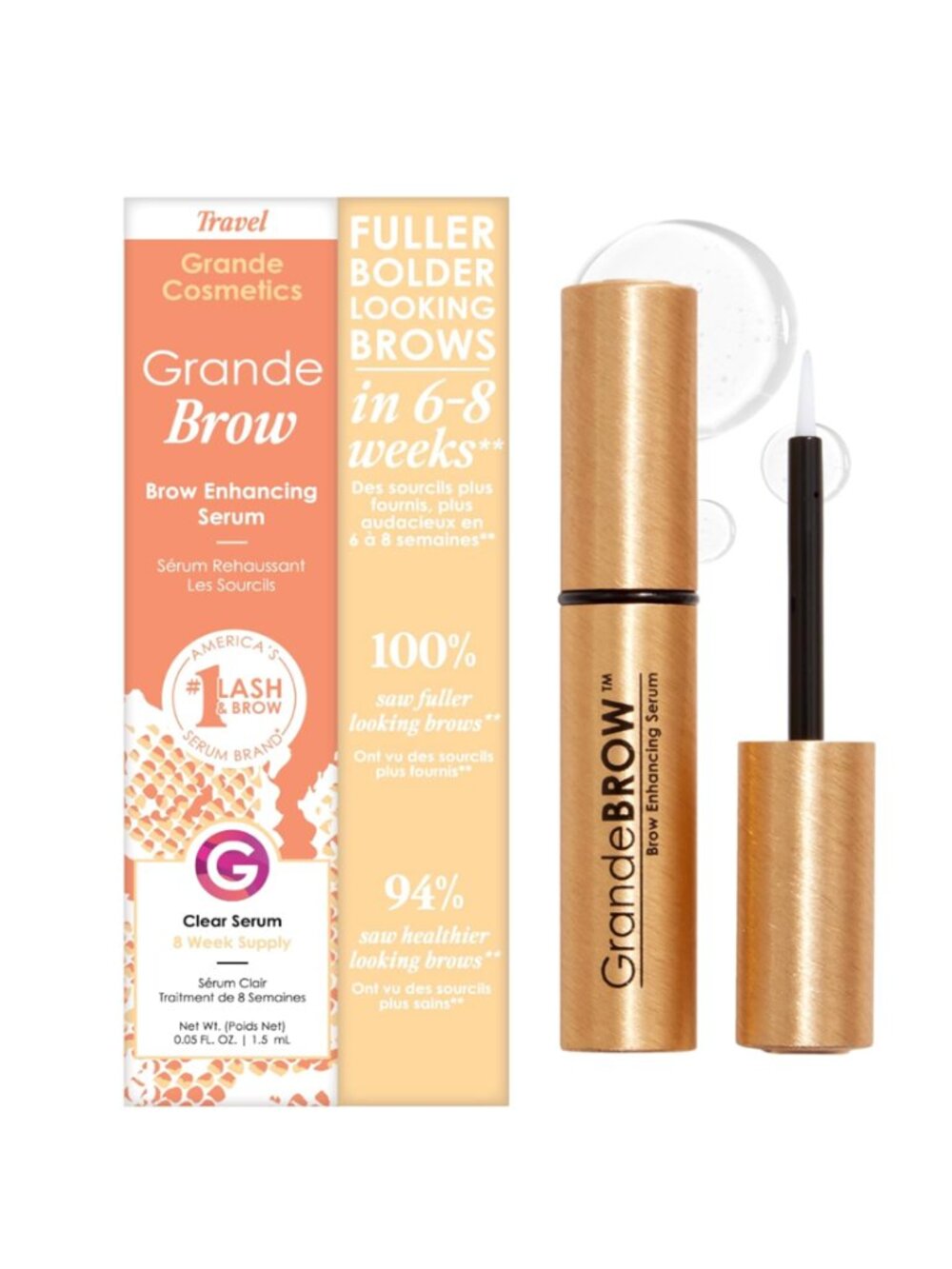 NEW Grande Cosmetics GrandeBROW Brow Enhancing Serum 8 Week Supply (1.5 mL)